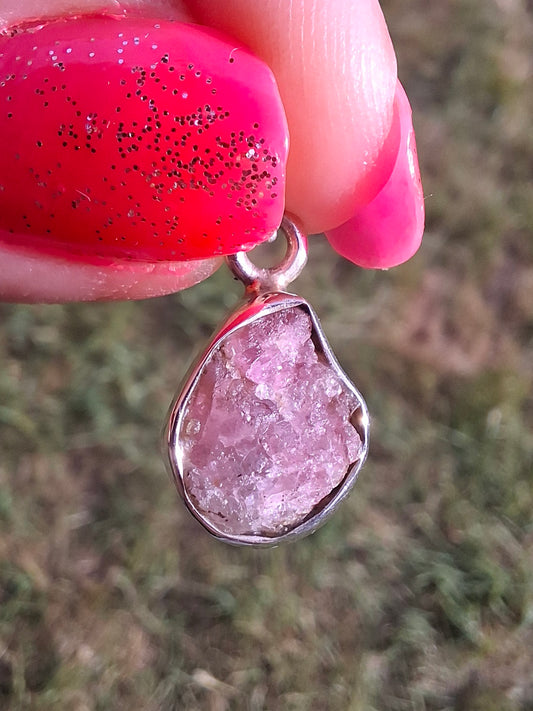 Pink Tourmaline Pendant, 925 Silver, Crystal (Ref: PT30)