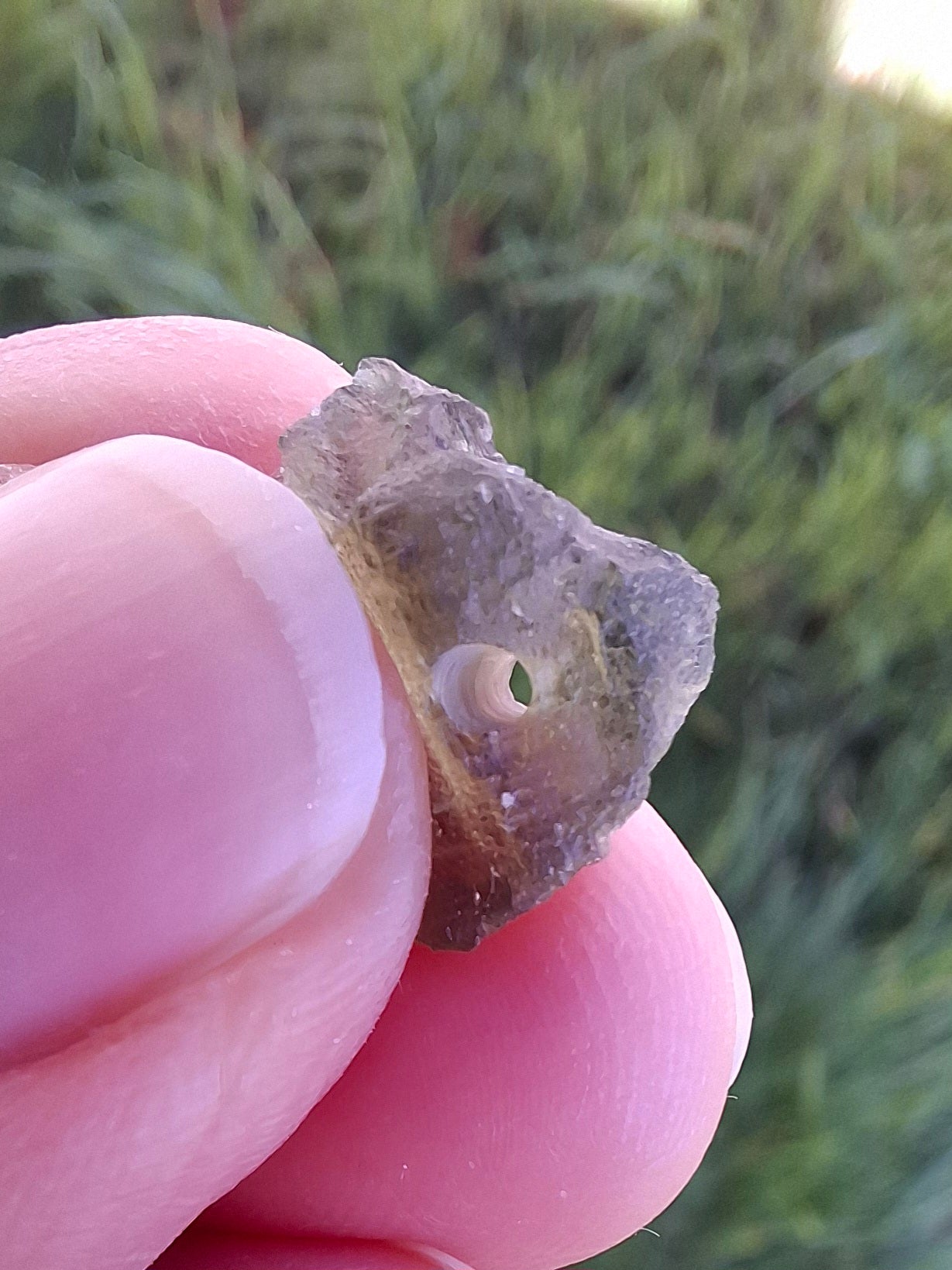 DRILLED, Moldavite Piece, 0.67g, Tektite (Ref: D21)