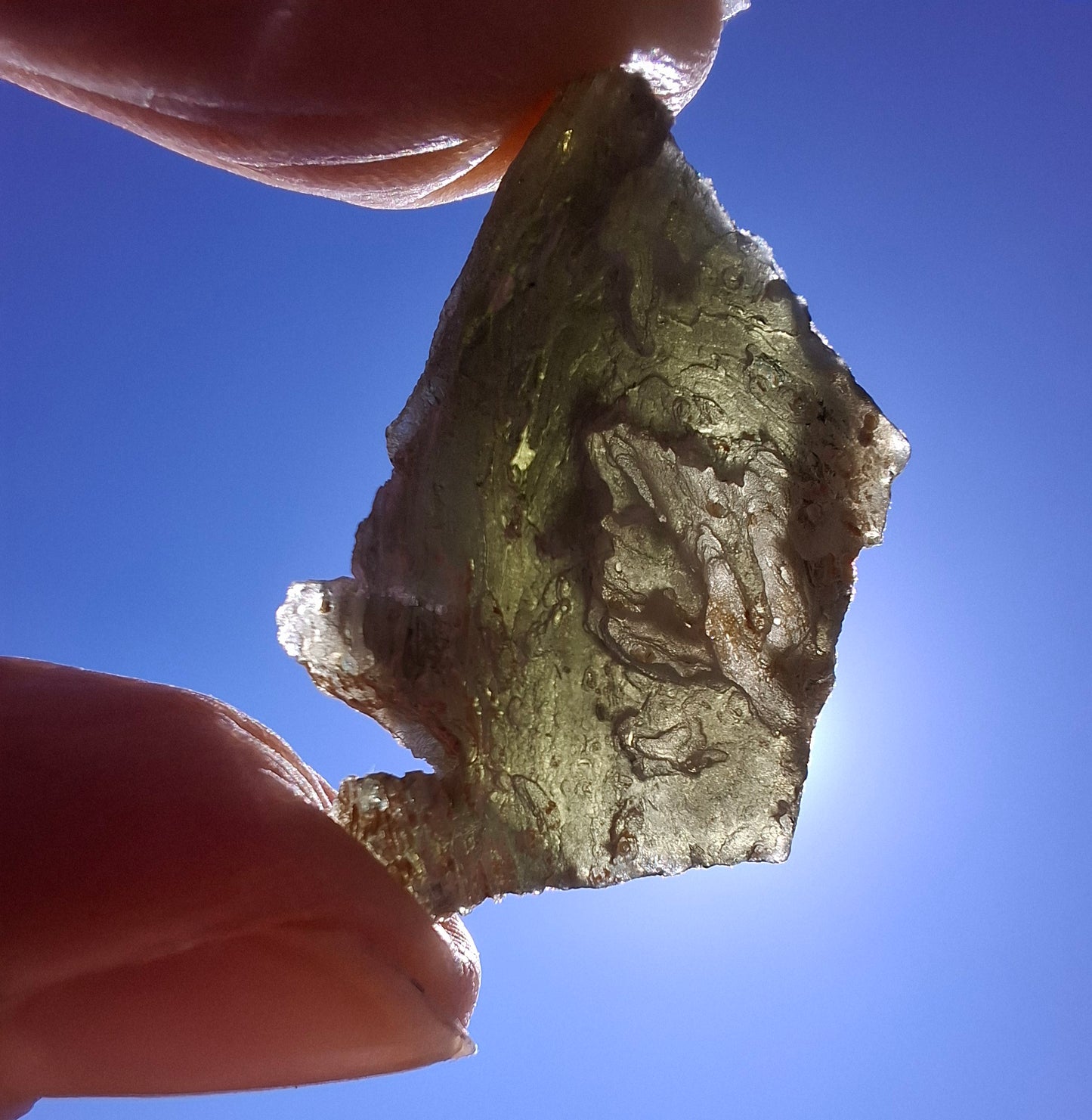 Moldavite Piece, SNOWFLAKE, FROSTED, BARTOCHOV, 3.47g, Tektite (Ref: 1368)
