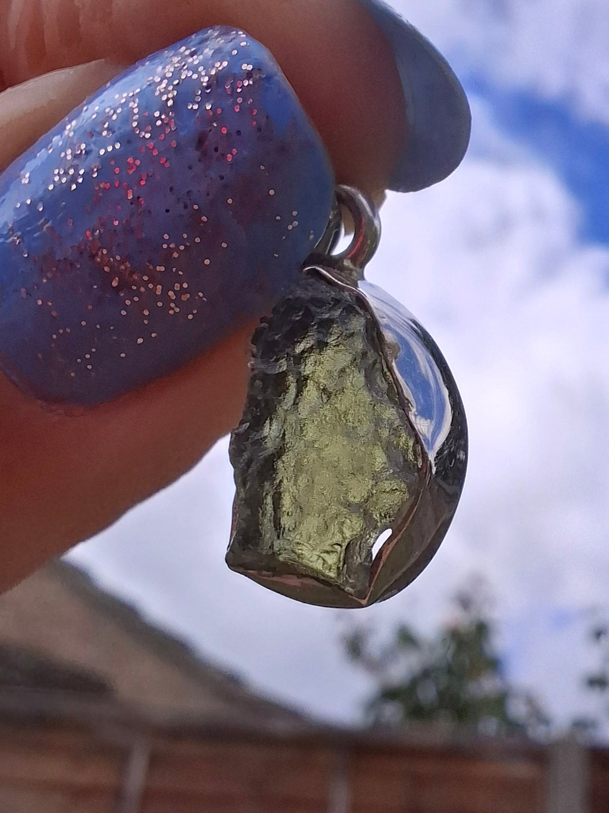 Moldavite Pendant, 925 Silver, Tektite (Ref: P71)