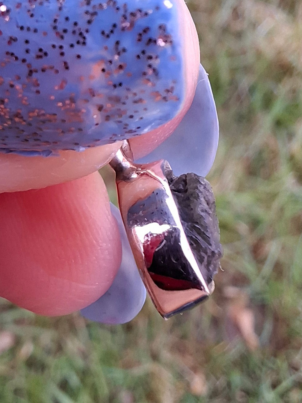 Moldavite Piece, 925 Silver, Tektite (Ref: P54)