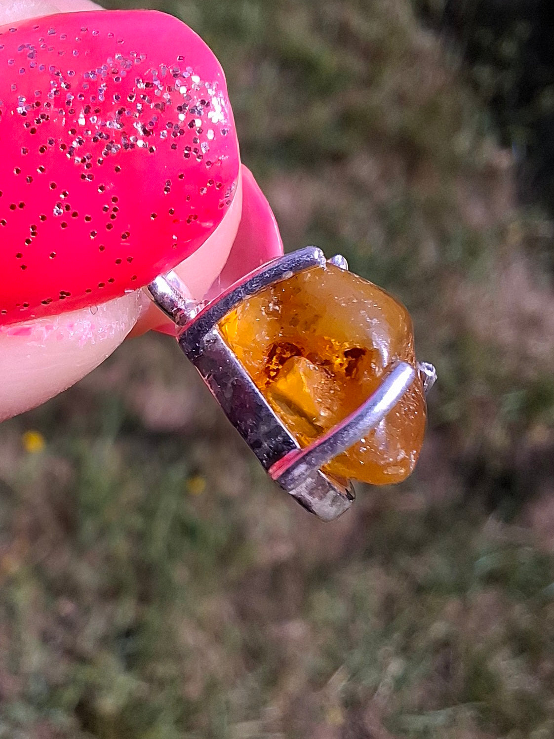 Baltic Amber Pendant, 925 Silver, Fossil (Ref: AP17)