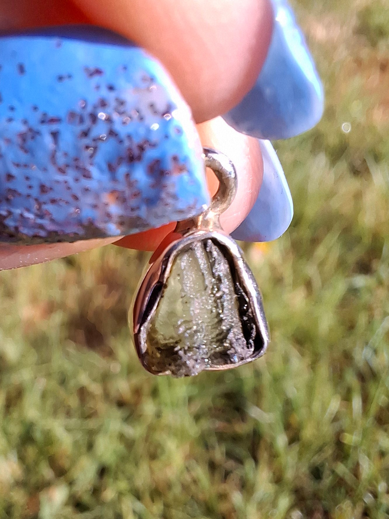 Moldavite Pendant, 925 Silver, Tektite (Ref: P55)