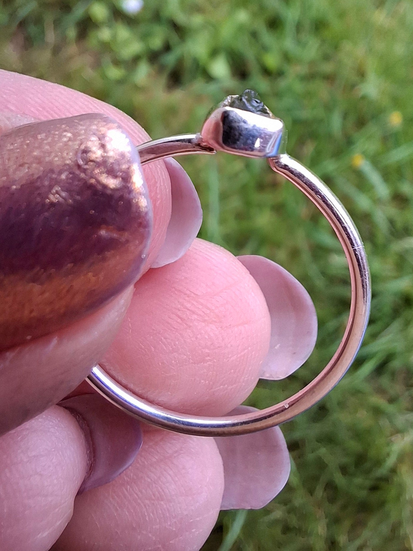 Moldavite Ring, size large R/small S, 925 Silver, Tektite (Ref: R54)