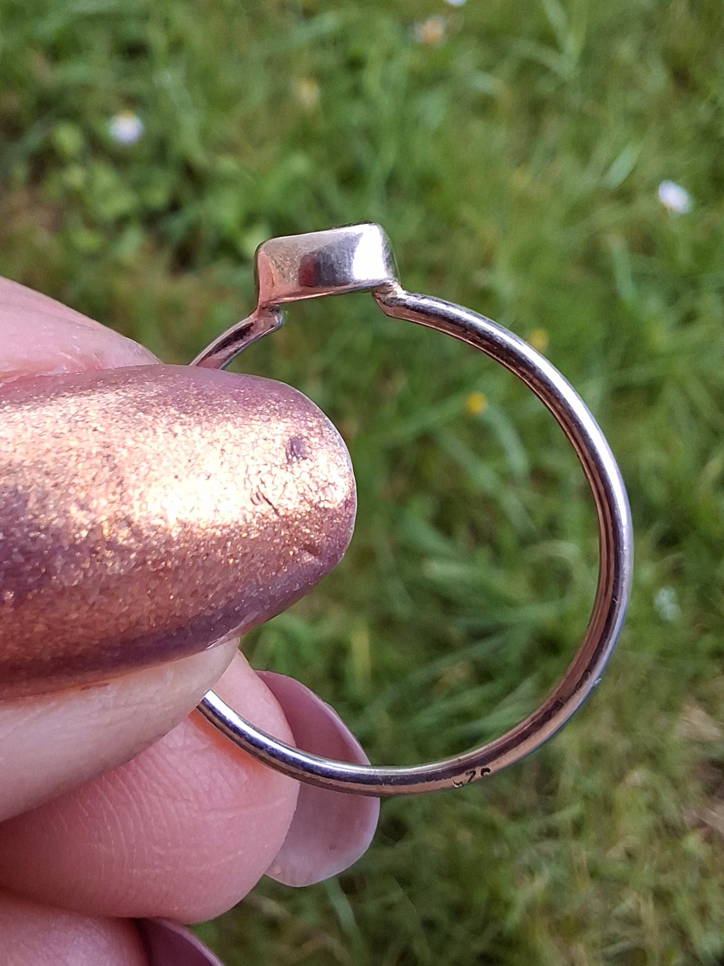 Moldavite Ring, size small S, 925 Silver, Tektite (Ref: R68)