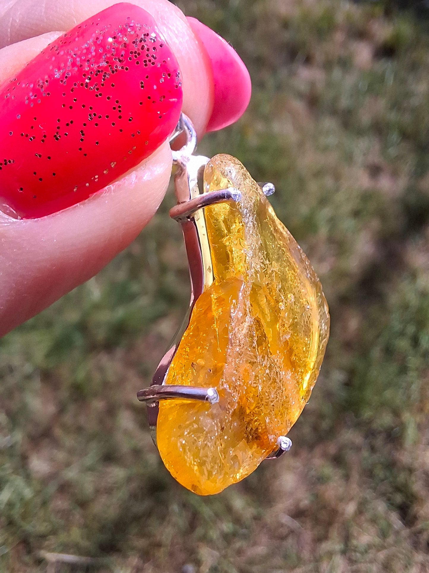 Baltic Amber Pendant, 925 Silver, Fossil (Ref: Ap1)