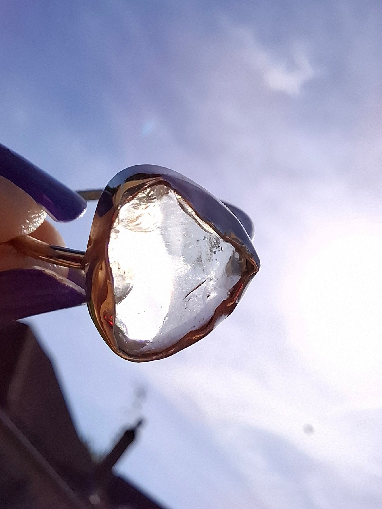 Libyan Desert Glass Ring, size small R, 925 Silver, Tektite (Ref: LR40)