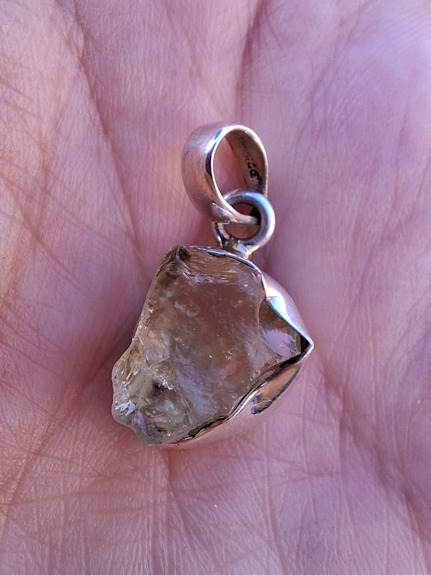 Libyan Desert Glass Pendant, 925 Silver, Tektite (Ref: LP107)