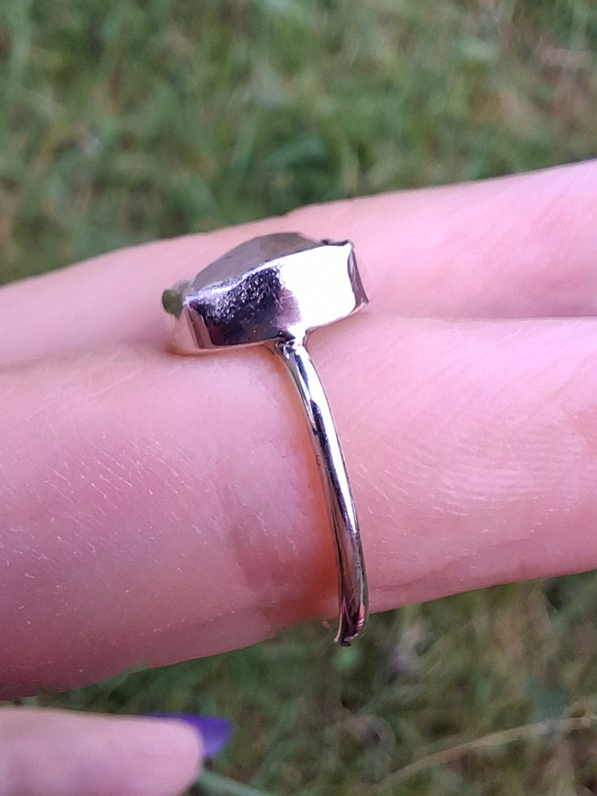 Libyan Desert Glass Ring, size large G/small H, 925 Silver, Tektite (Ref: LR5)