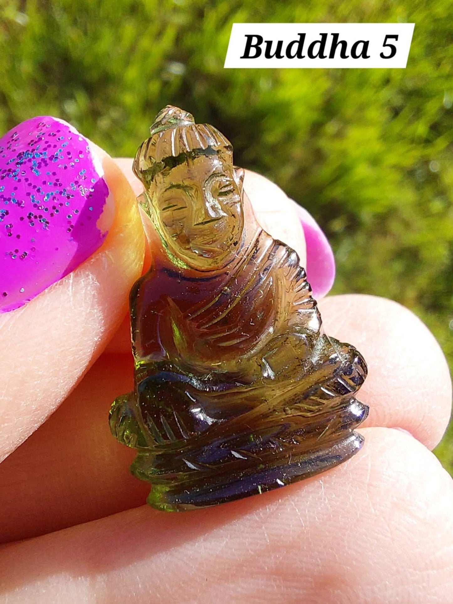 Moldavite BUDDHA Carving, 3.00g, Tektite (Ref: Buddha5)