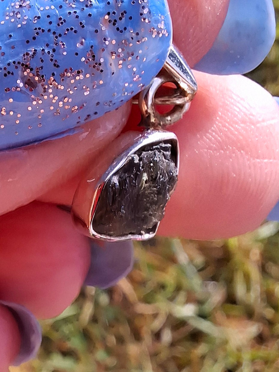 Moldavite Piece, 925 Silver, Tektite (Ref: P54)