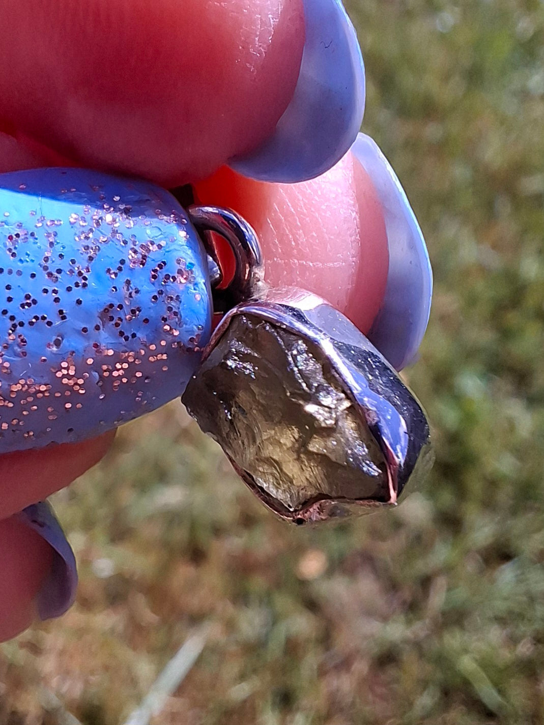 Moldavite Pendant, 925 Silver, Tektite (Ref: P86)