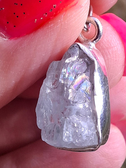 Aquamarine Pendant, 925 Silver, Crystal 🌈 (Ref: AQ4)