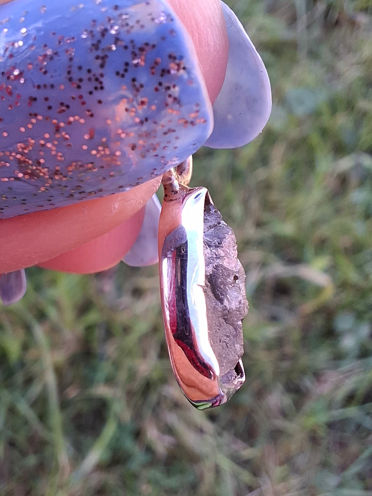 Moldavite Pendant, 925 Silver, Tektite (Ref: P95)