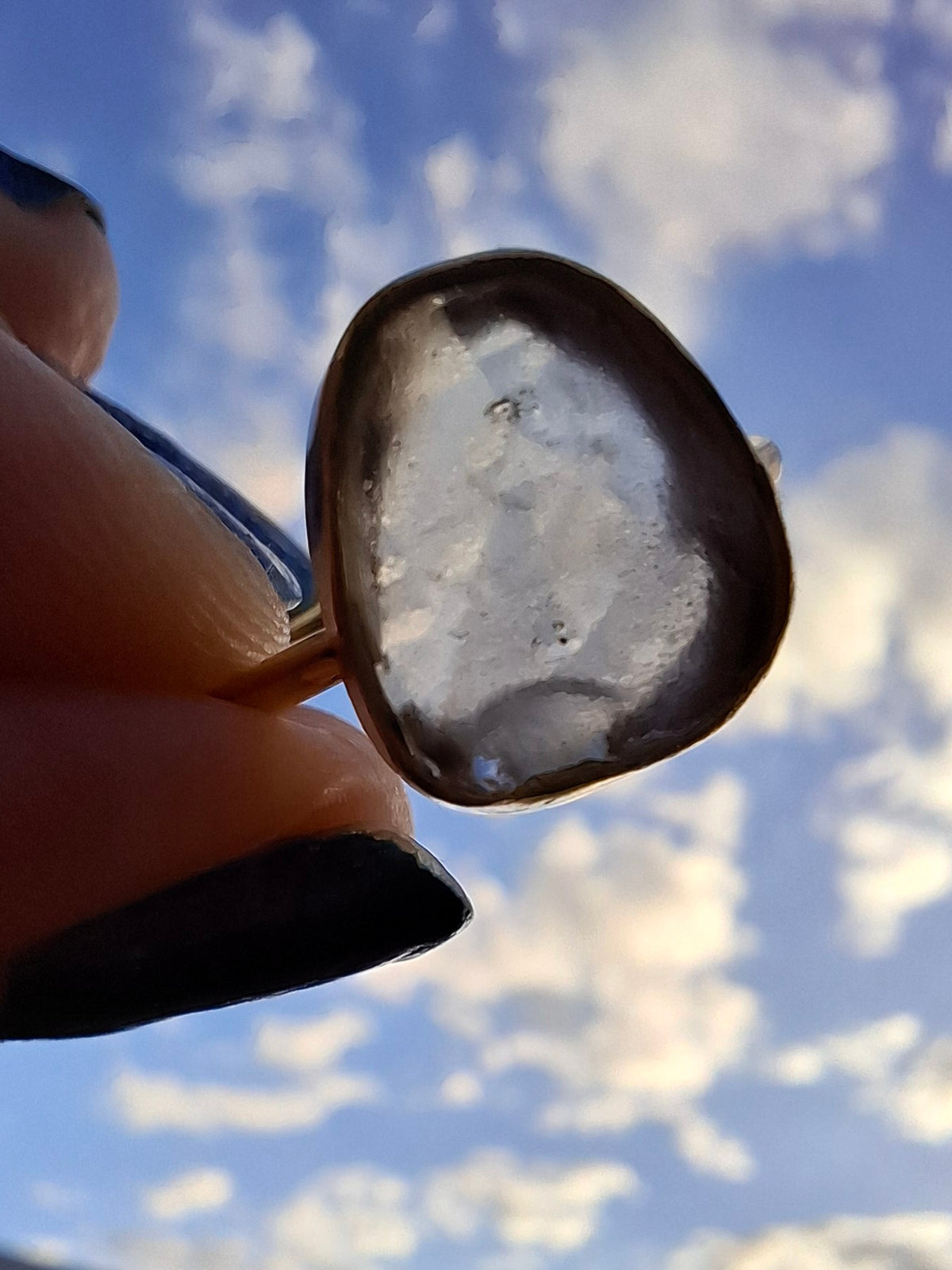 Libyan Desert Glass Ring, 14K GOLD Plated, size large Q, Tektite (Ref: LR80)