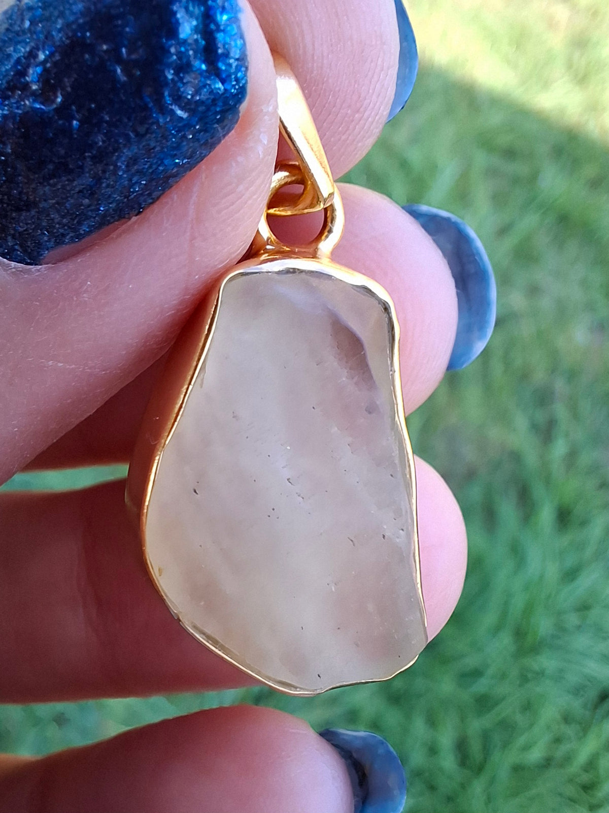 Libyan Desert Glass Pendant, 14K GOLD Plated, Tektite (Ref: LP117)