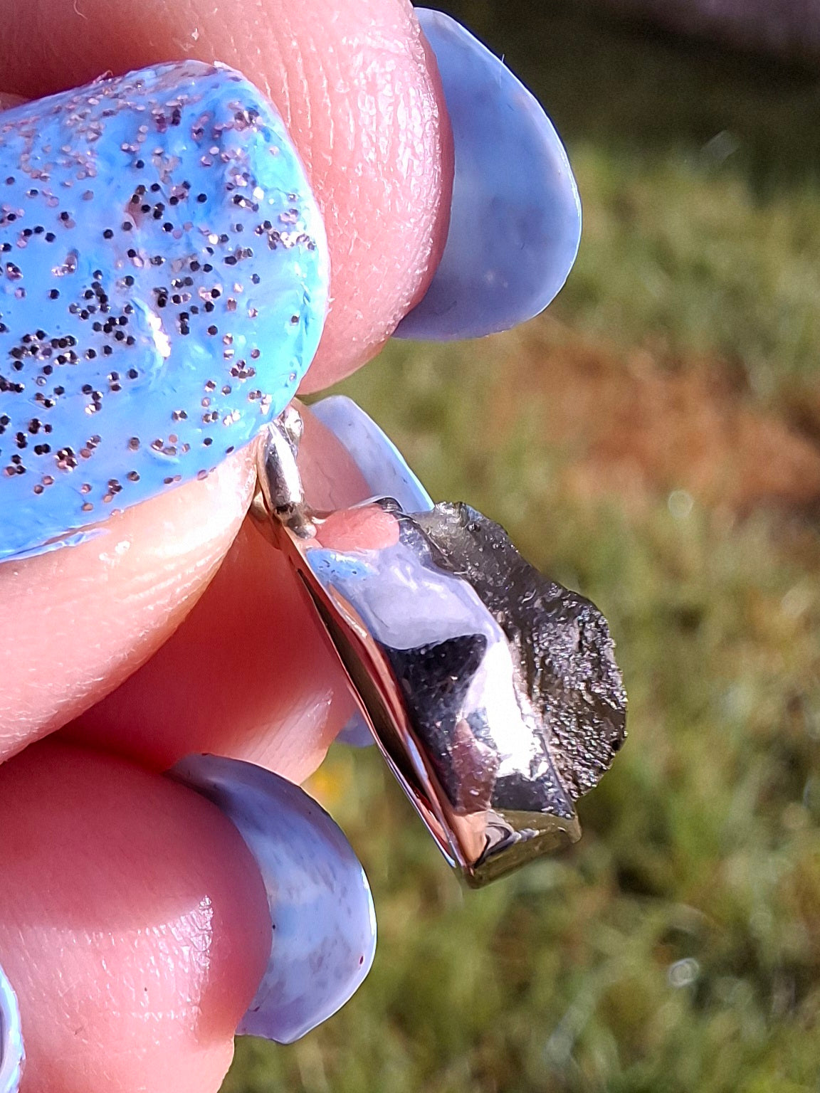 Moldavite Pendant, 925 Silver, Tektite (Ref:P41)
