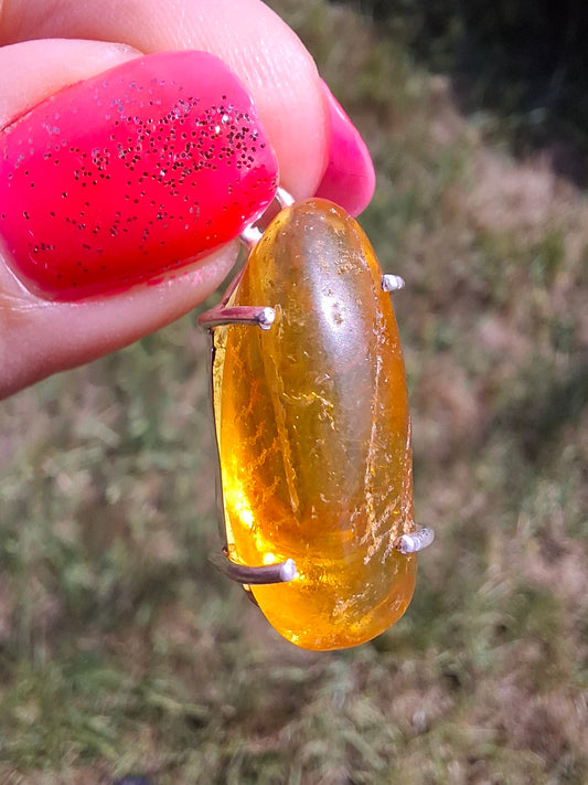 Baltic Amber Pendant, 925 Silver, Fossil (Ref: AP13)