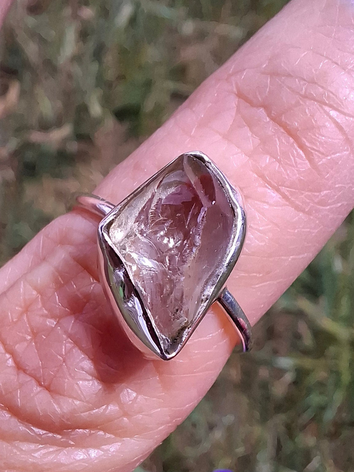 Libyan Desert Glass Ring, size large O, 925 Silver, Tektite (Ref: LR23)