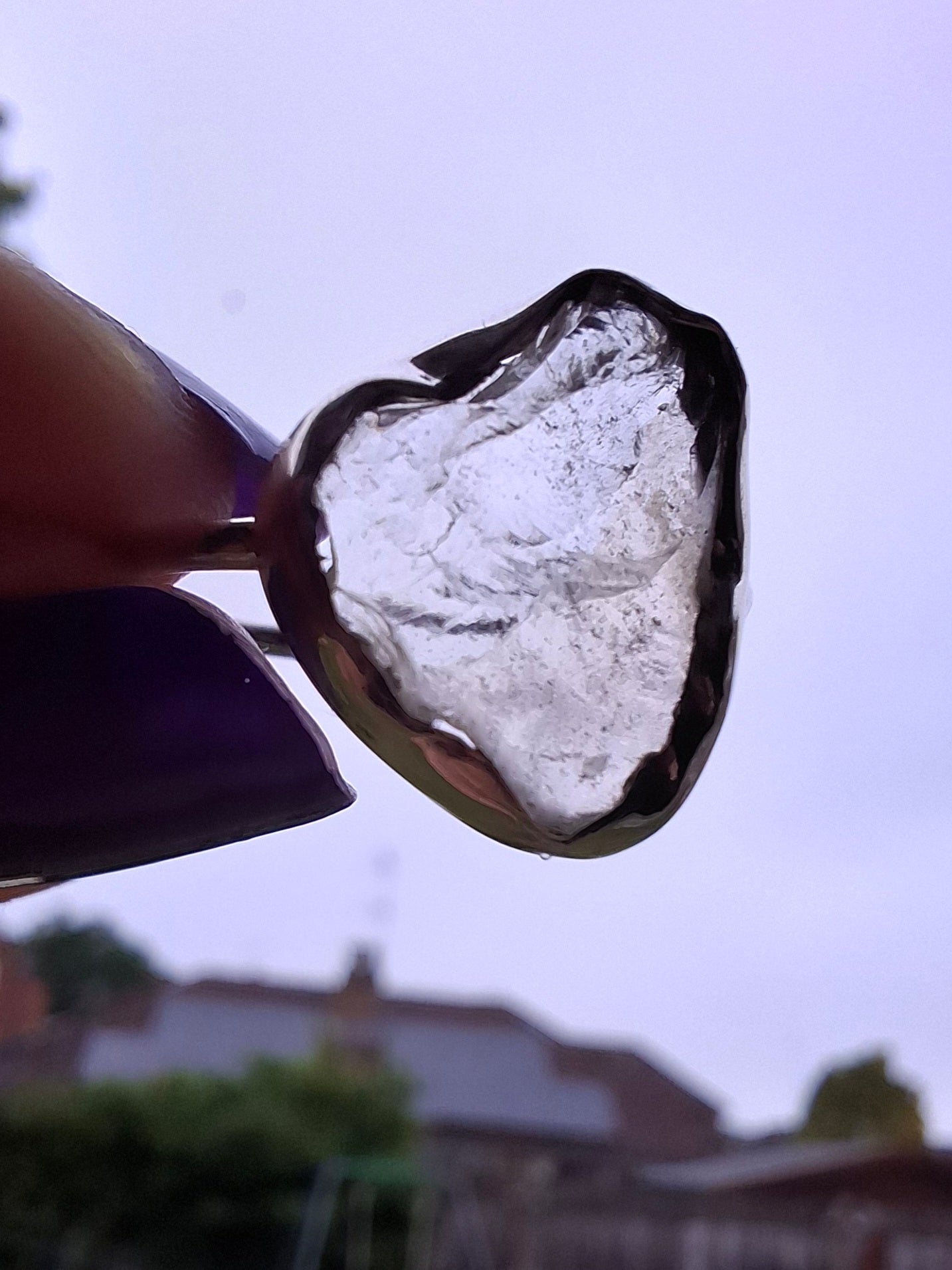 Libyan Desert Glass Ring, size large P, 925 Silver, Tektite (Ref: LR32)