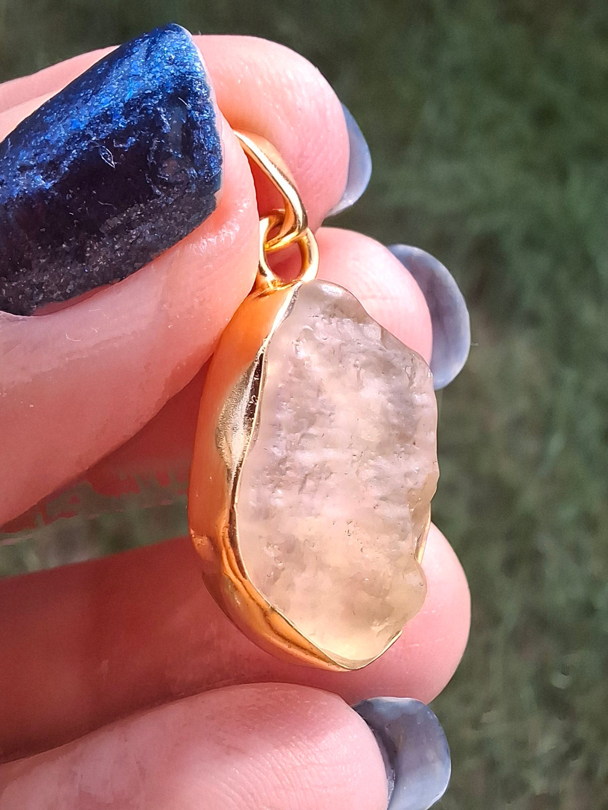Libyan Desert Glass Pendant, 14K GOLD Plated, Tektite (Ref: LP124)