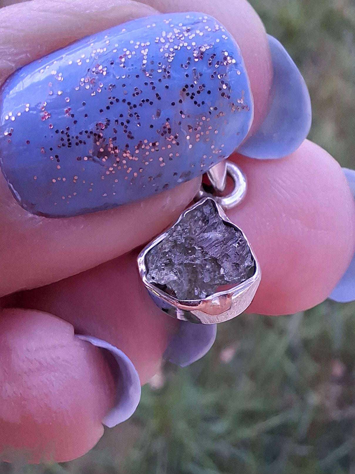 Moldavite Pendant, 925 Silver, Tektite (Ref: P81)