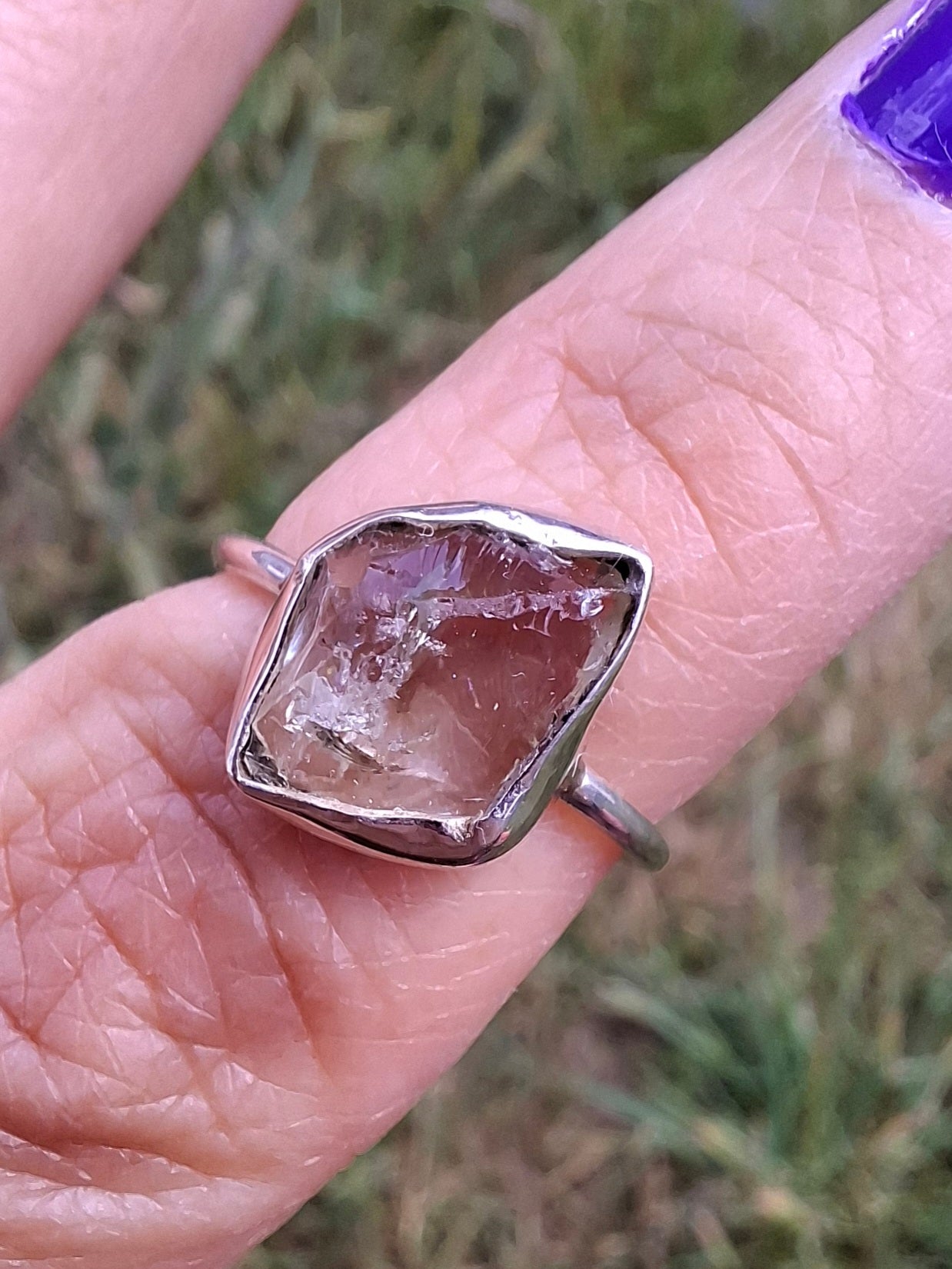 Libyan Desert Glass Ring, size L, 925 Silver, Tektite (Ref: LR18)