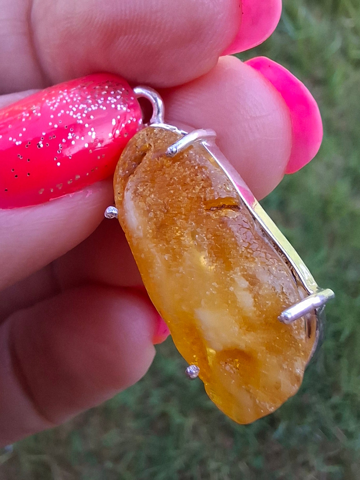 Baltic Amber Pendant, 925 Silver, Fossil (Ref: AP2)