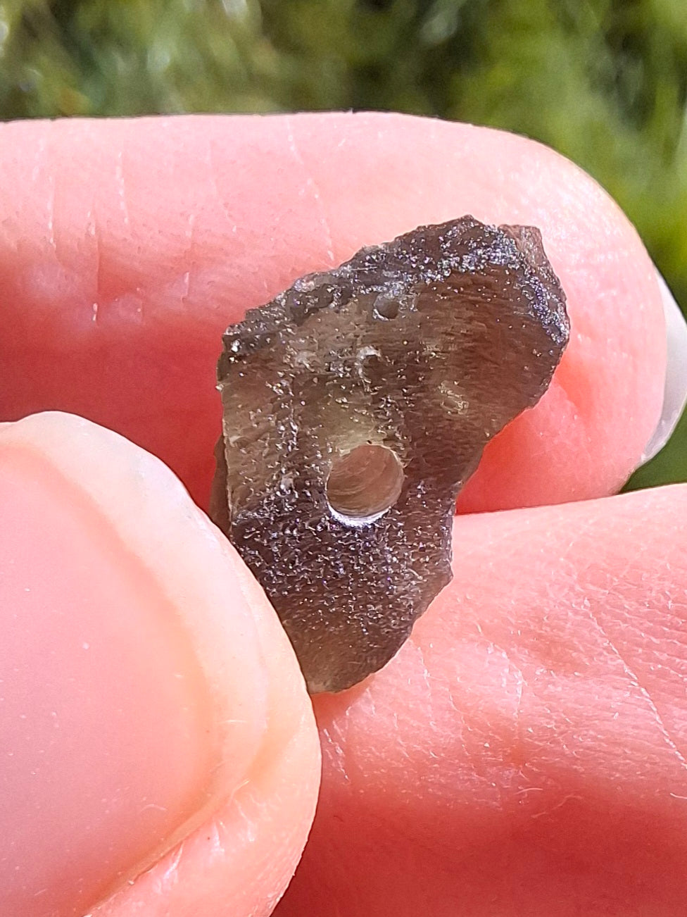 DRILLED, Moldavite Piece, 0.96g, Tektite (Ref: D27)