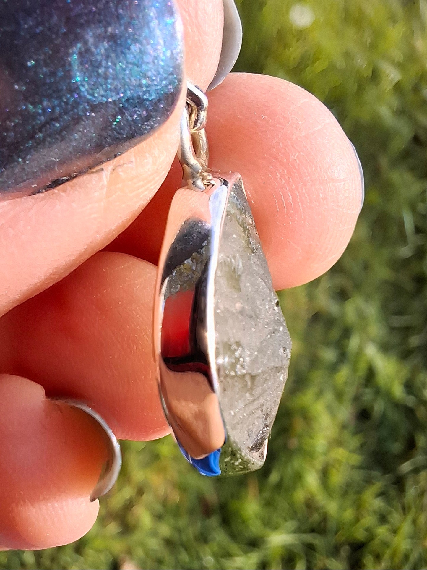 Moldavite Pendant, 925 Silver, Tektite (Ref: P10)
