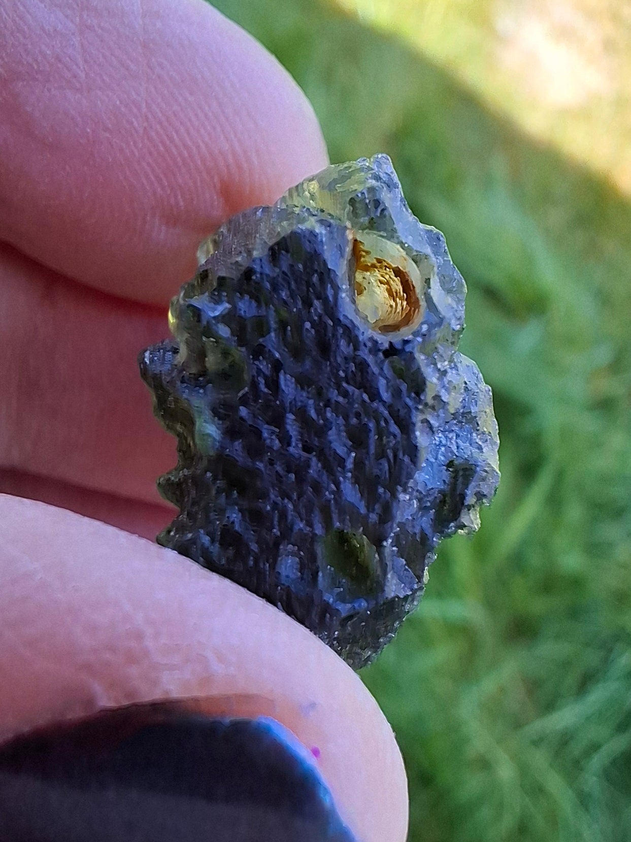 Moldavite Piece, NESMEN, 6.92g, Tektite (Ref: 1375)