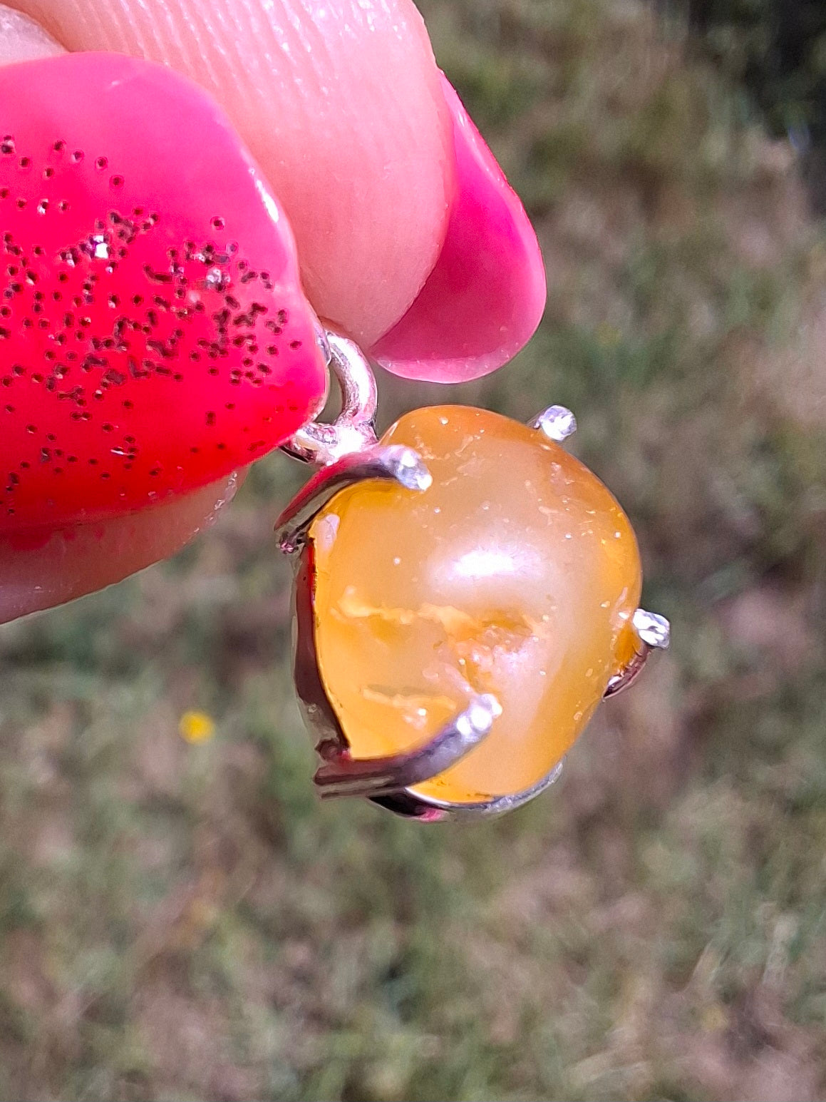 Baltic Amber Pendant, 925 Silver, Fossil (Ref: AP18)