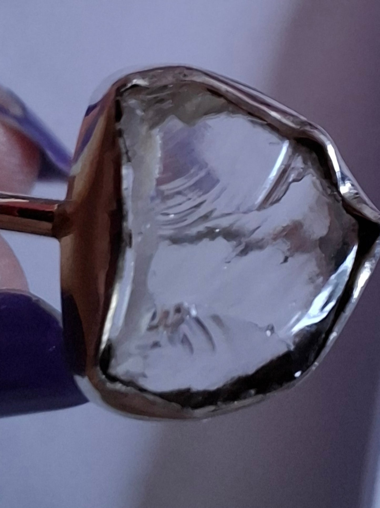 Libyan Desert Glass Ring, size large V, 925 Silver, Tektite (Ref: LR54)