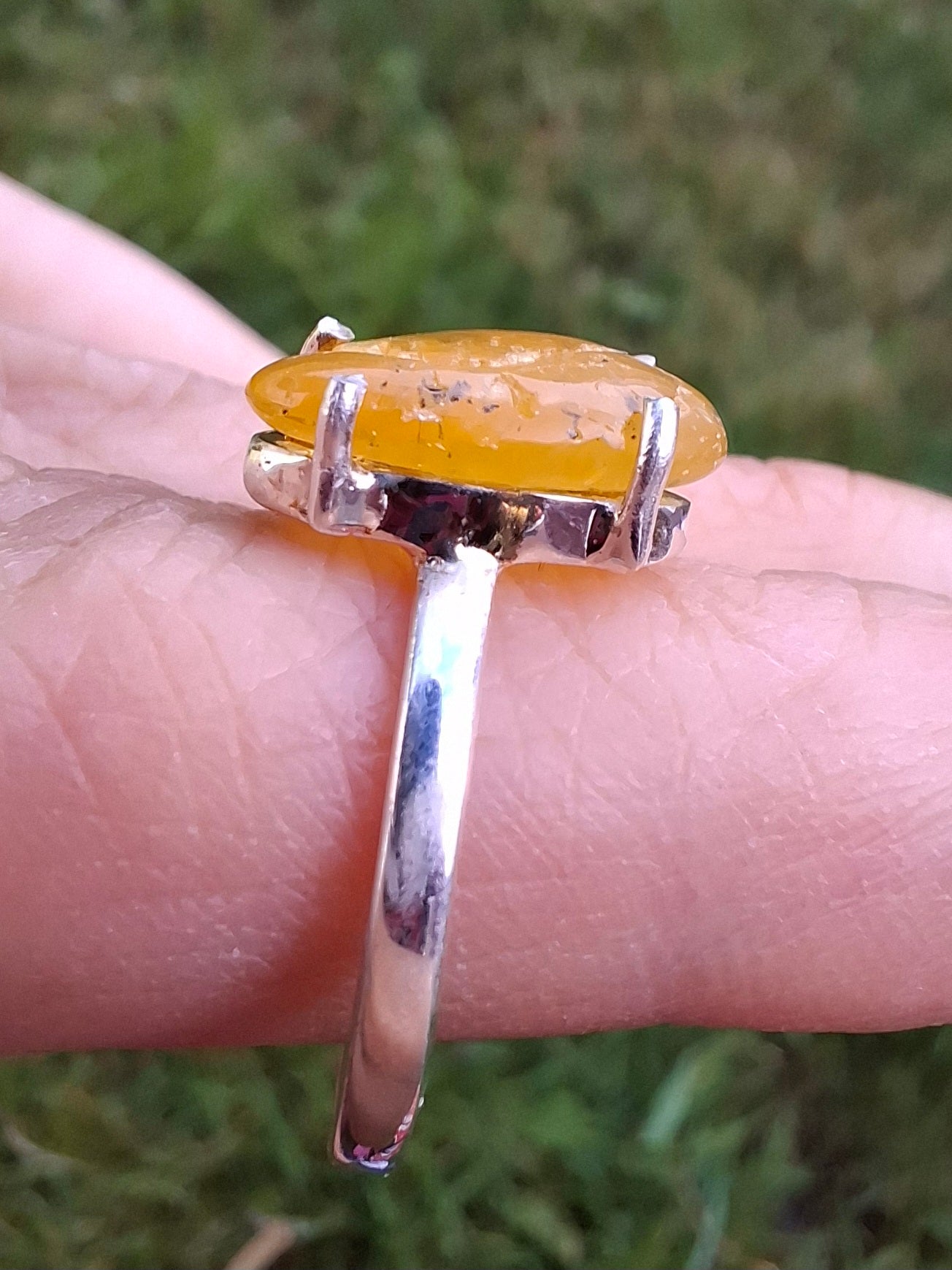 Baltic Amber Ring, size N. 925 Silver, Fossil (Ref: AR7)