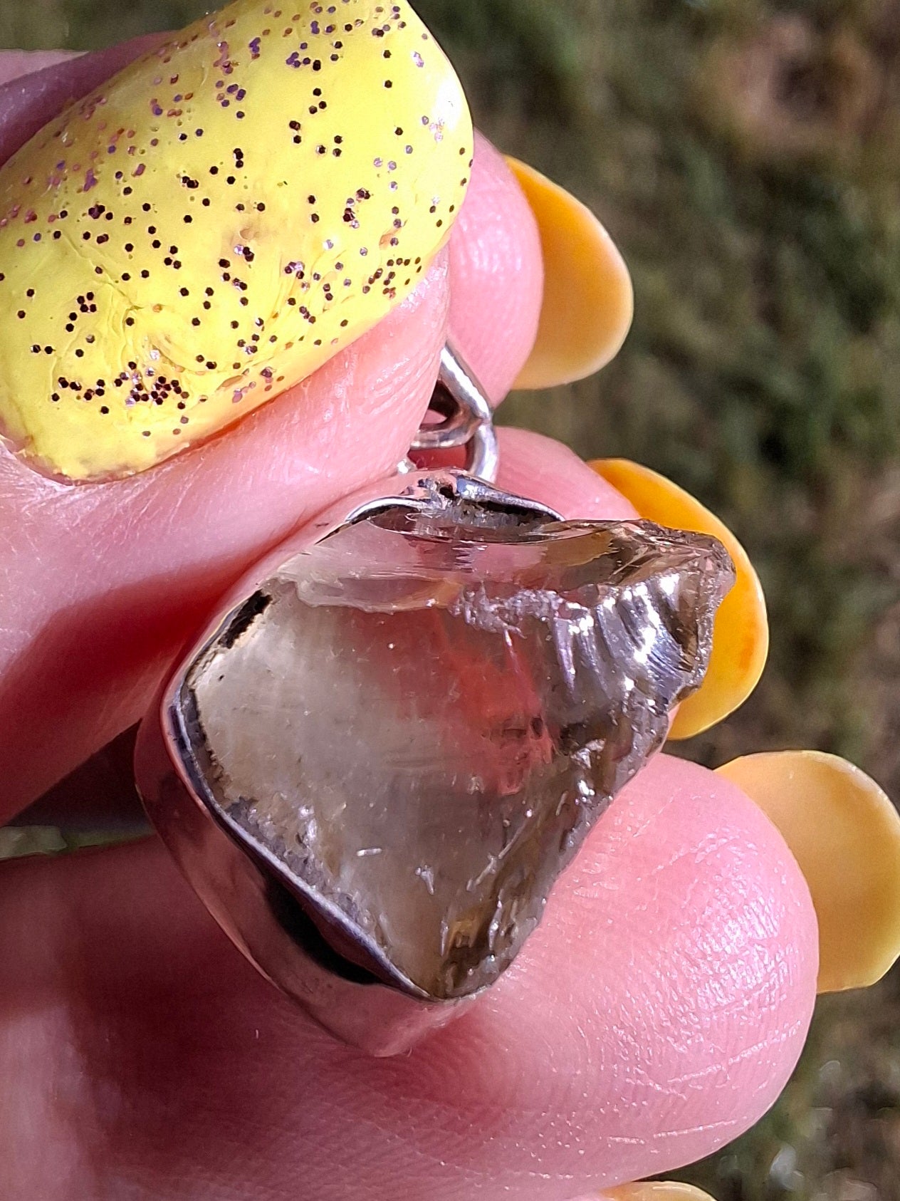 Libyan Desert Glass Pendant, 925 Silver, Tektite (Ref: LP113)