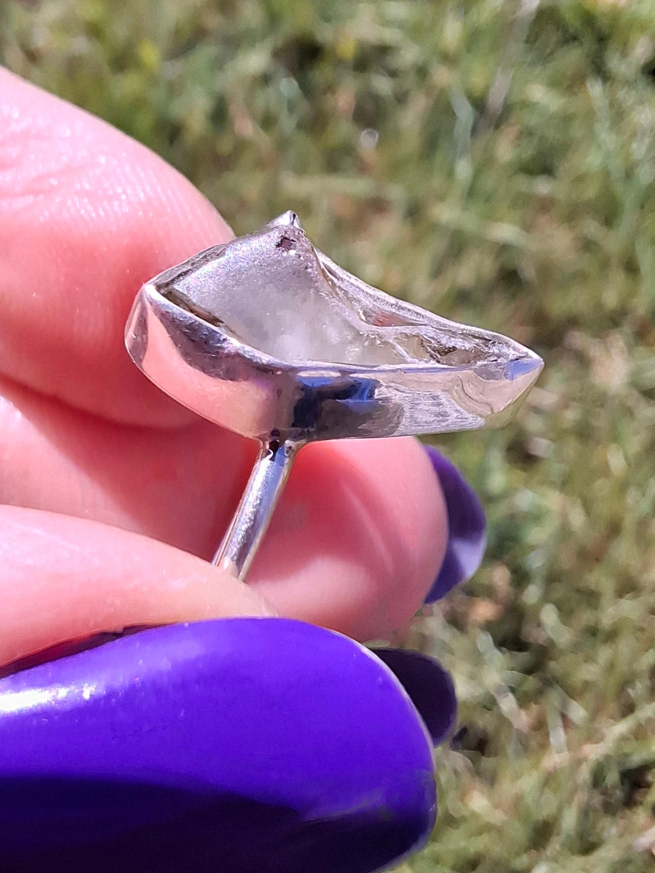 Libyan Desert Glass Ring, size large W, 925 Silver, Tektite (Ref: LR62)