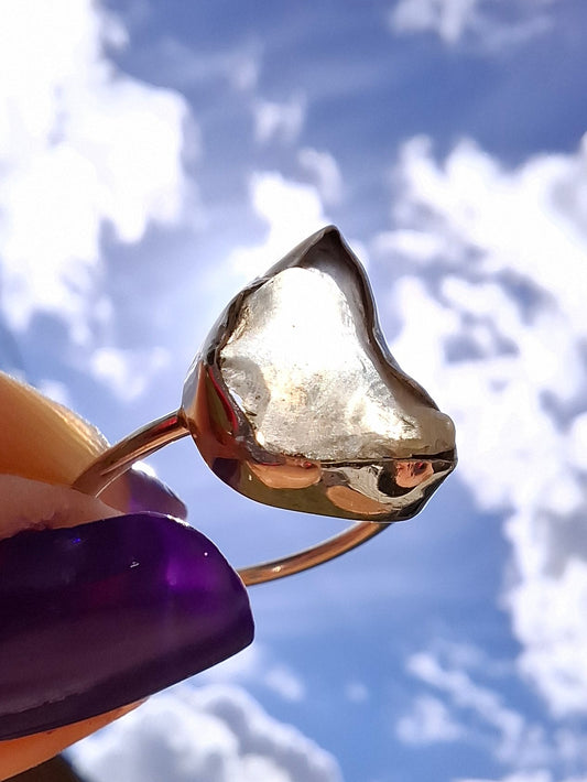 Libyan Desert Glass Ring, size large Q, 925 Silver, Tektite (Ref: LR36)