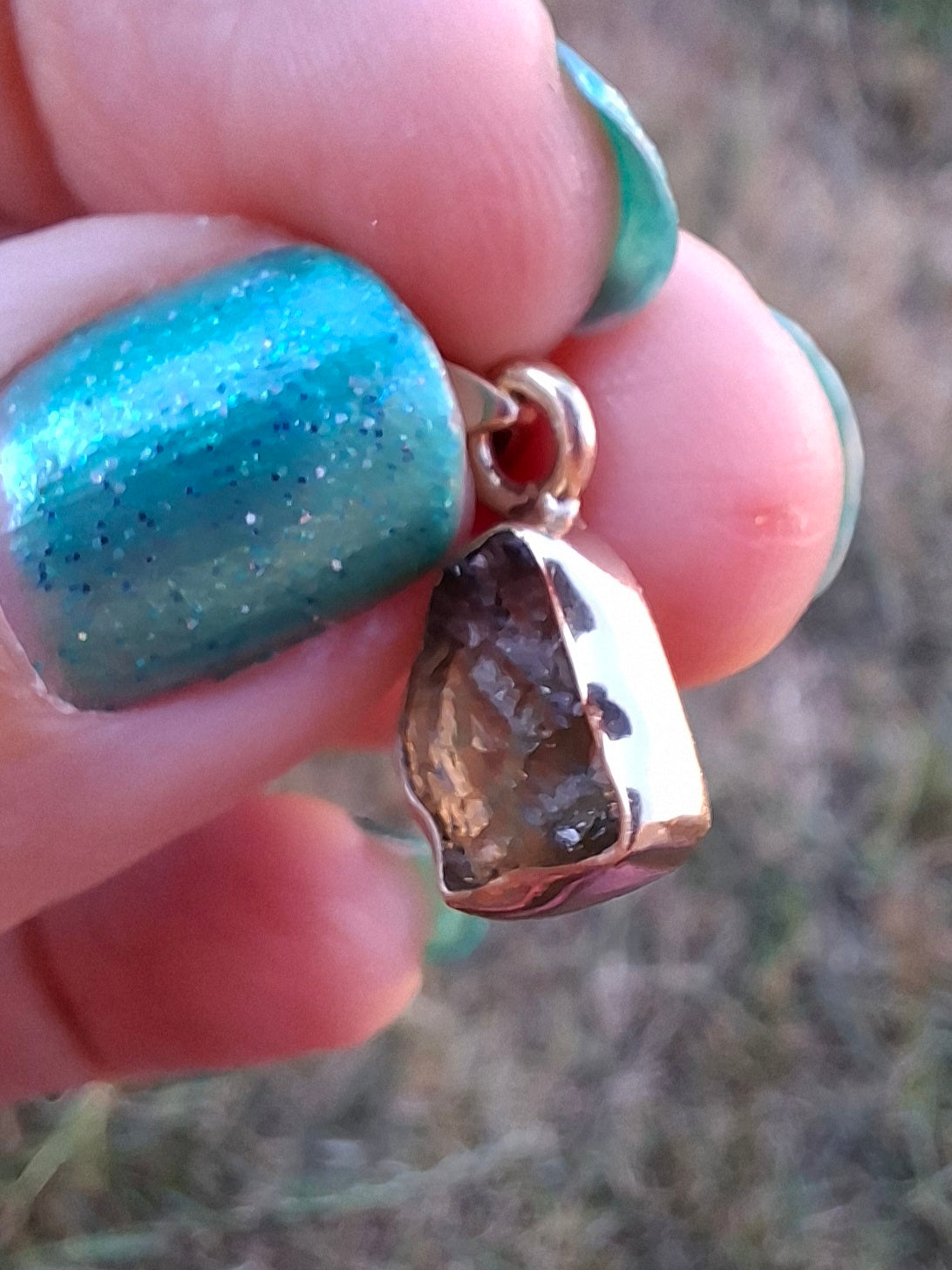 Moldavite Pendant, 14K GOLD Plated, Tektite (Ref: P448)