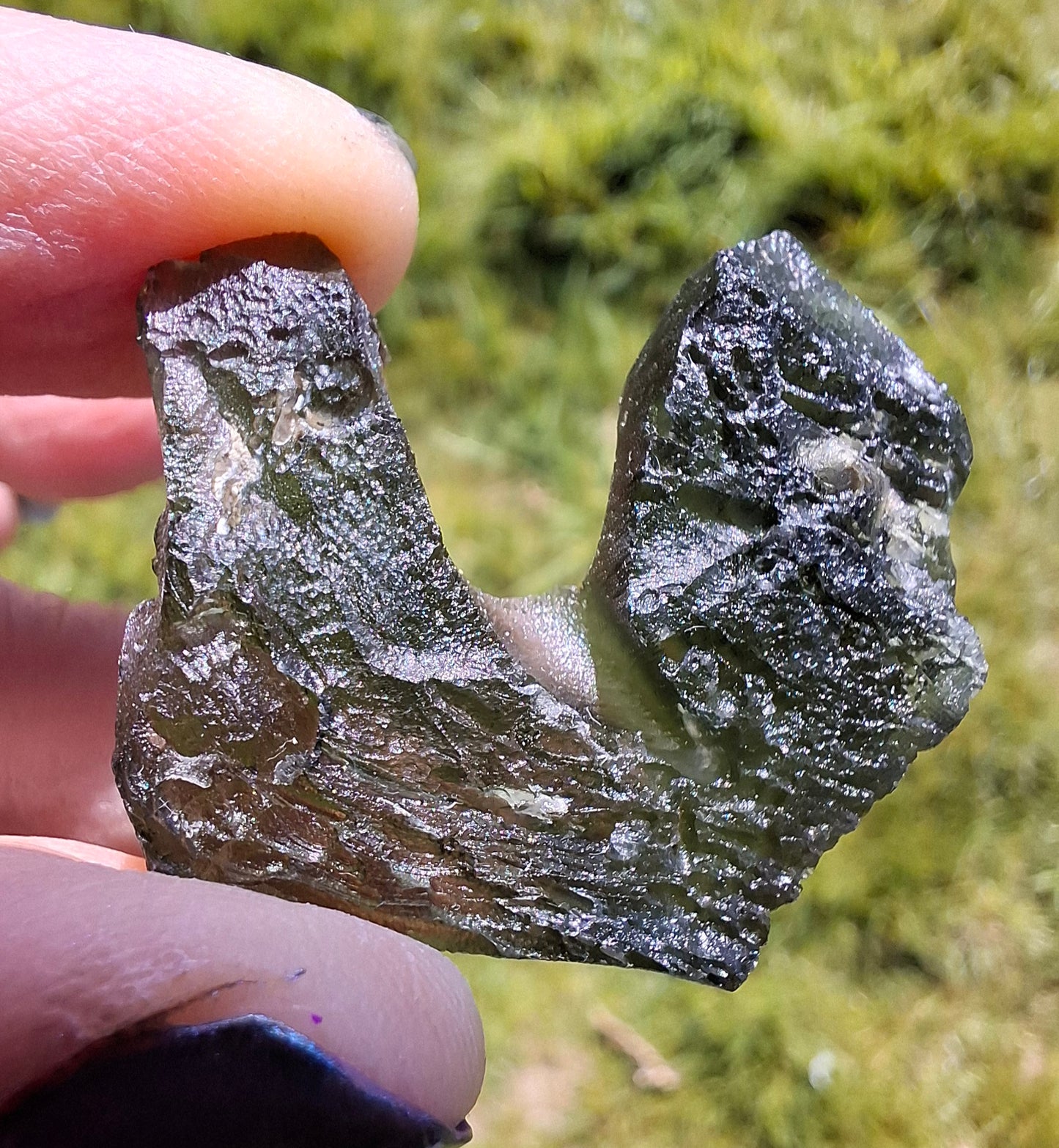 Moldavite Piece, NESMEN, 8.90g, Tektite (Ref: 1374)