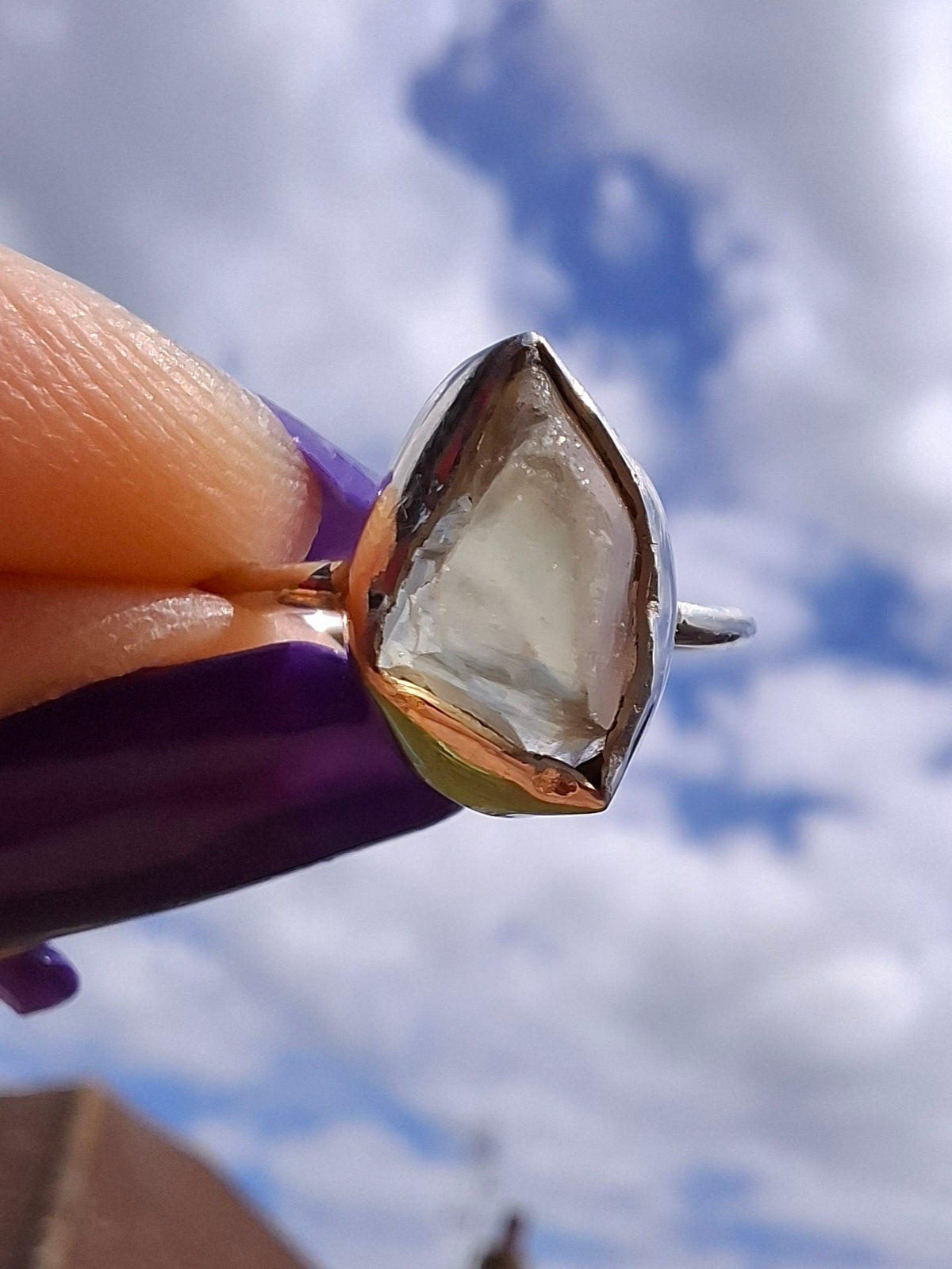 Libyan Desert Glass Ring, size large K/small L, 925 Silver, Tektite (Ref: LR17)