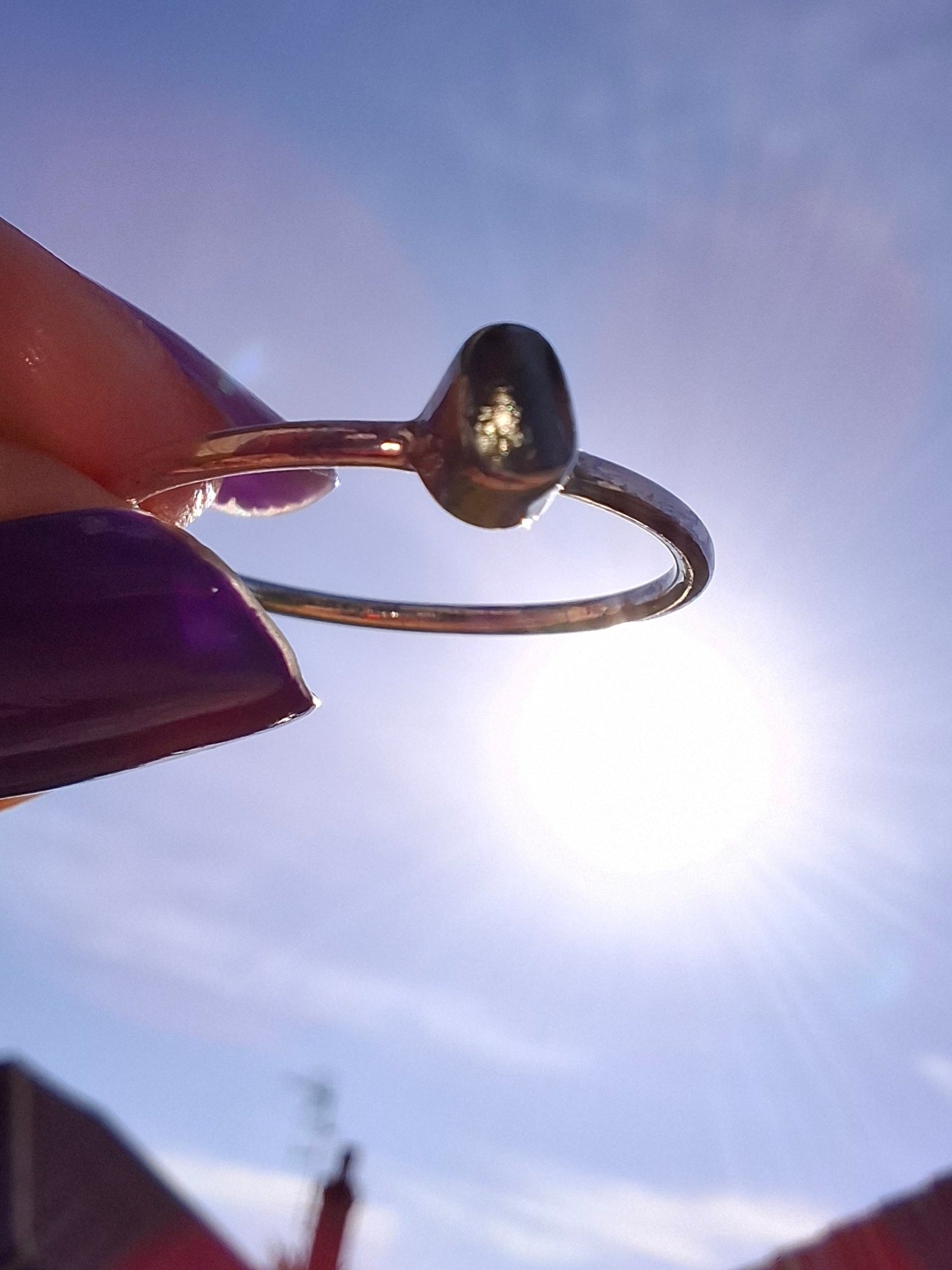 Moldavite Ring, size small P, 925 Silver, Tektite (Ref: R42)