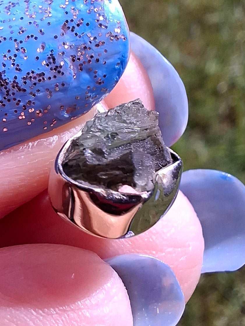 Moldavite Pendant, 925 Silver, Tektite (Ref: P92)