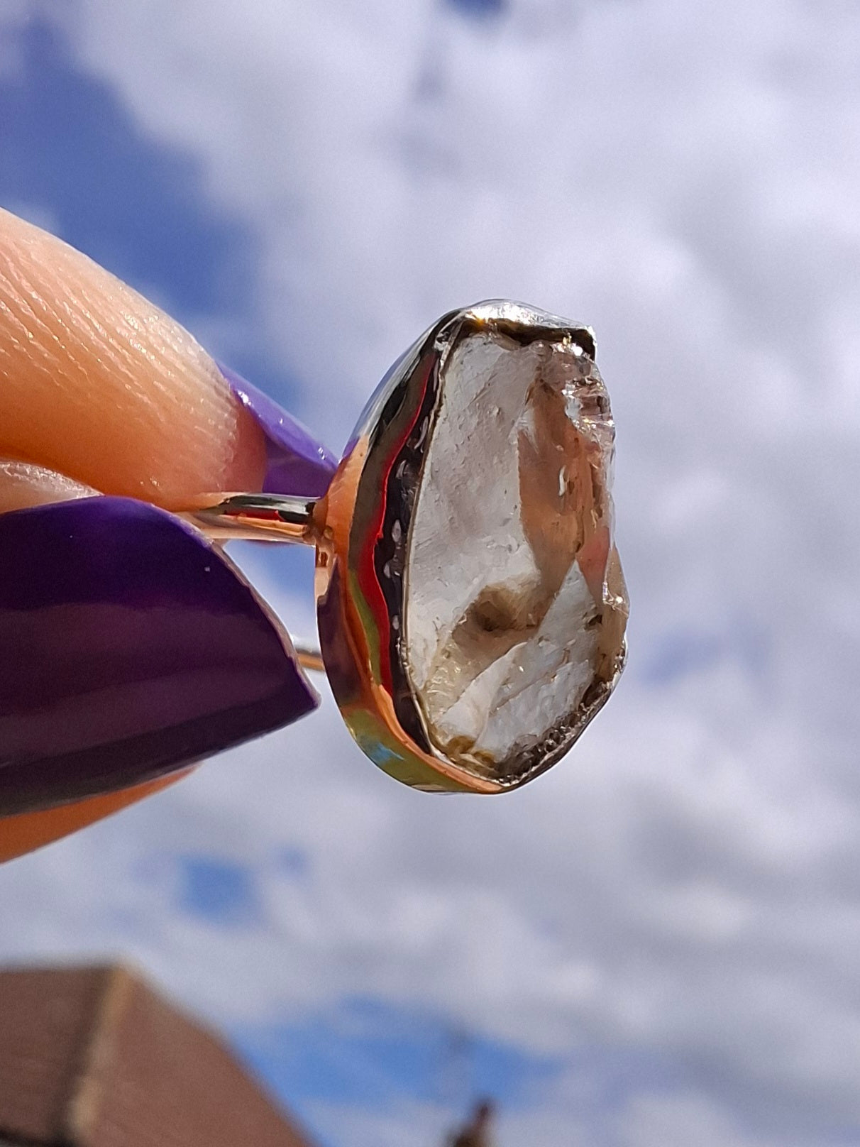 Libyan Desert Glass Ring, size K, 925 Silver, Tektite 🌈 (Ref: LR12)