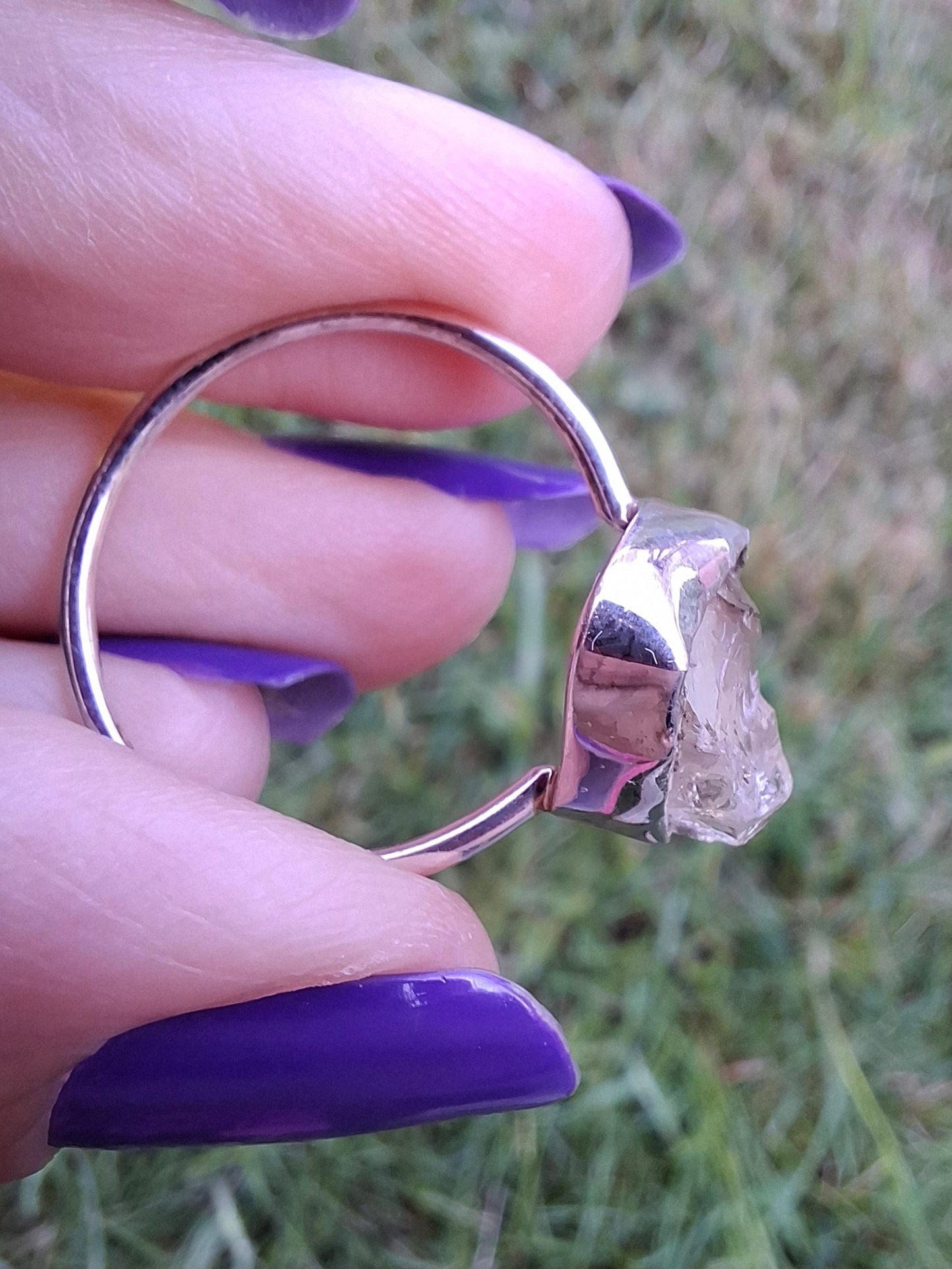 Libyan Desert Glass Ring, size large S/small T, 925 Silver, Tektite (Ref: LR47)