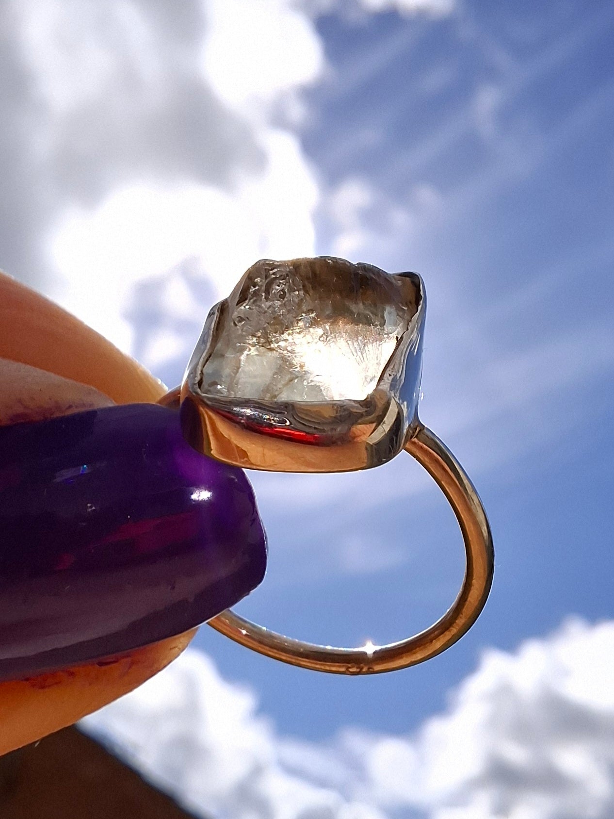 Libyan Desert Glass Ring, size L, 925 Silver, Tektite (Ref: LR18)