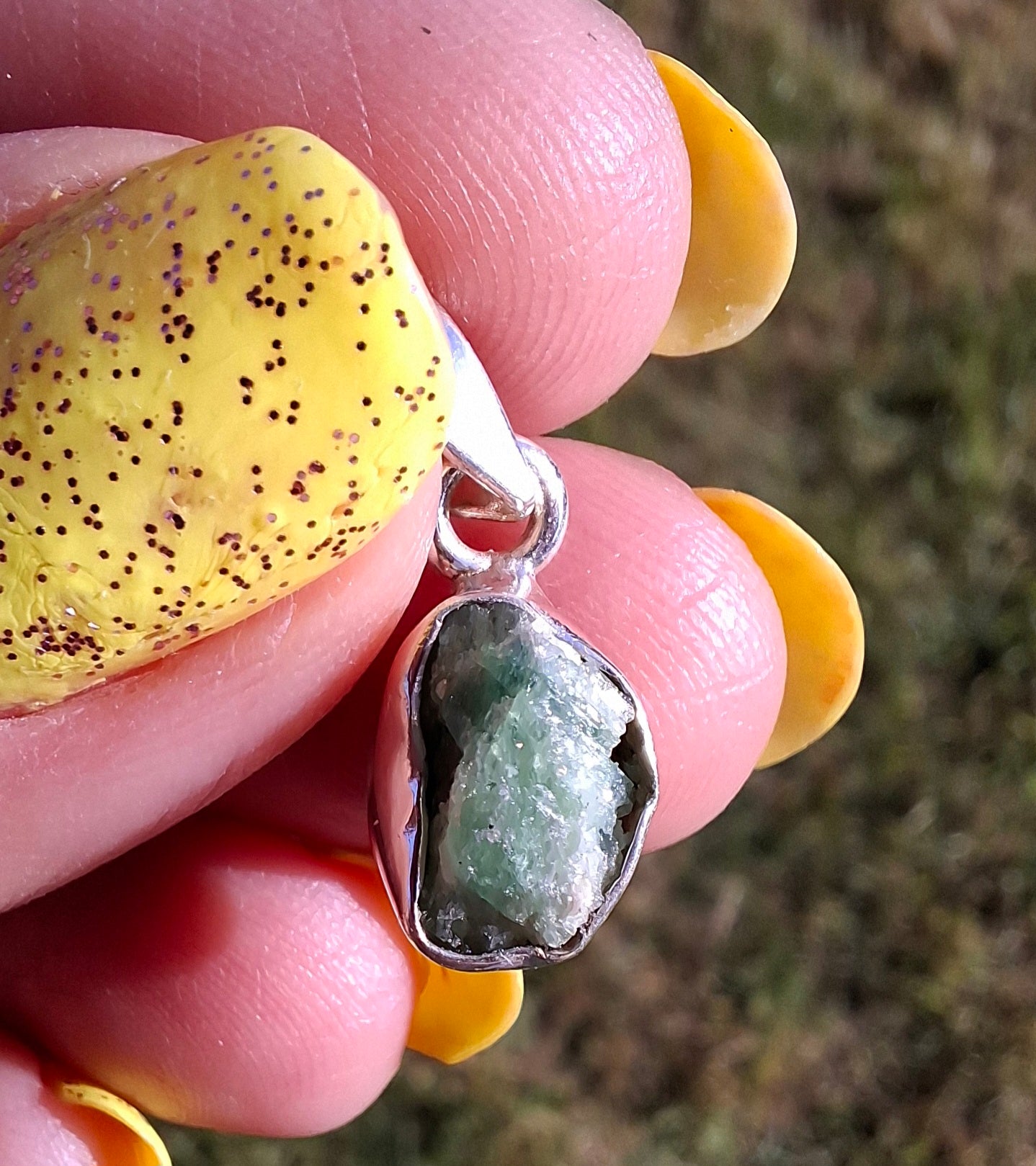 Green Tourmaline Pendant, 925 Silver, Crystal (Ref: GT14)