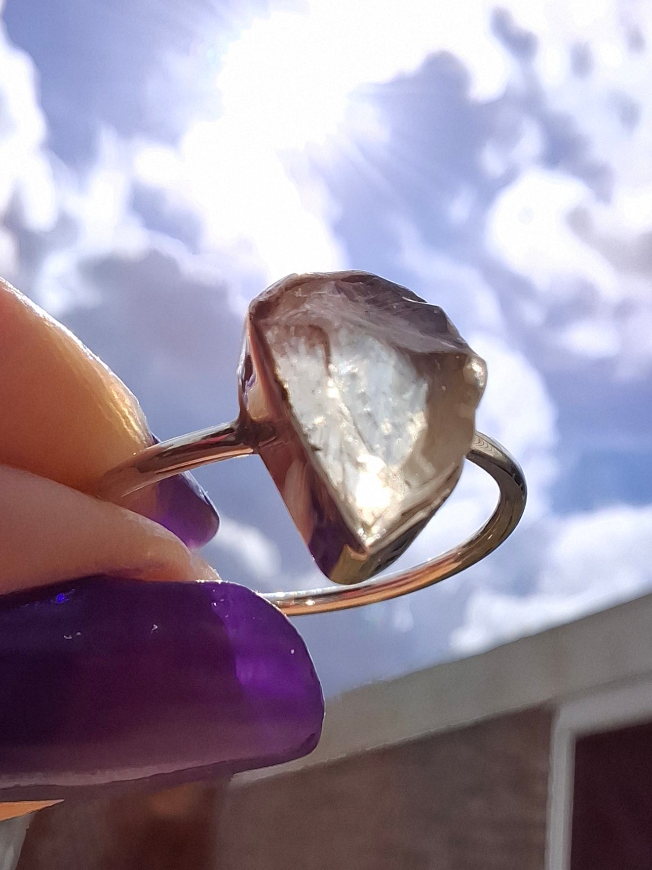 Libyan Desert Glass Ring, size large T, 925 Silver, Tektite (Ref: LR48)