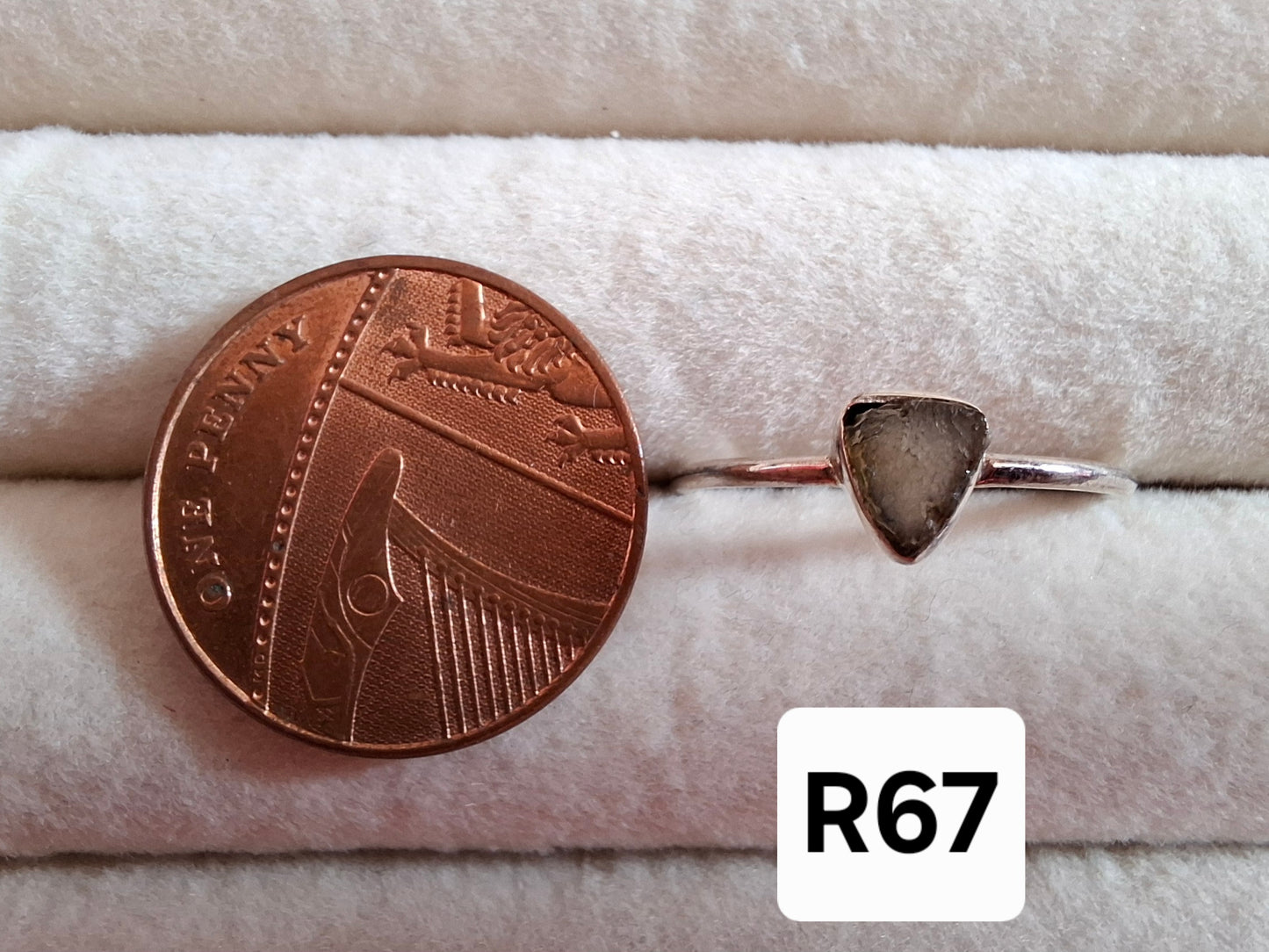 Moldavite Ring, size large R/small S, 925 Silver, Tektite (Ref: R67)