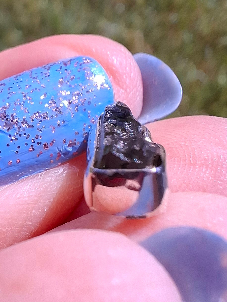 Moldavite Pendant, 925 Silver, Tektite (Ref: P77)