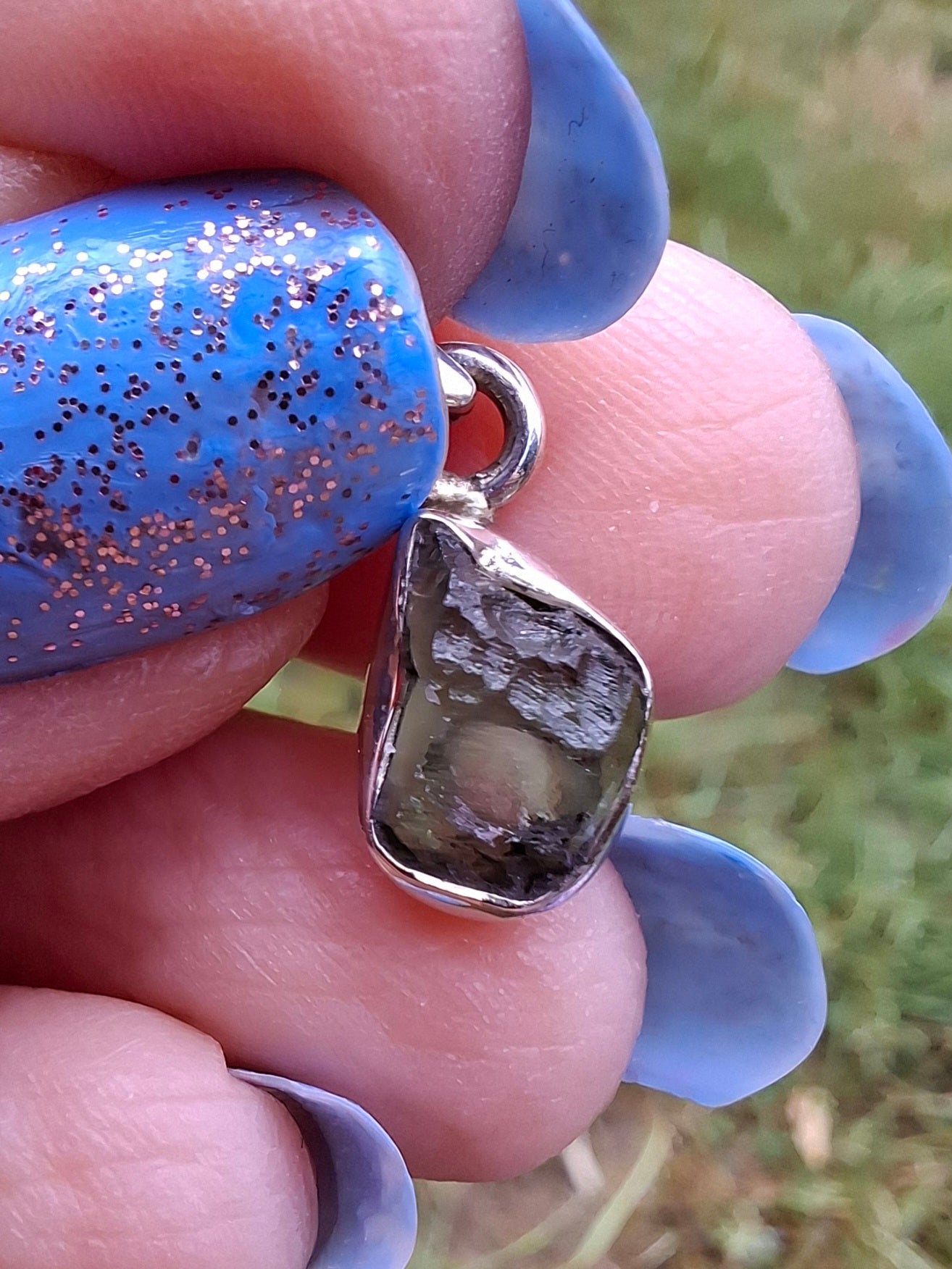 Moldavite Pendant, 925 Silver, Tektite (Ref: P72)